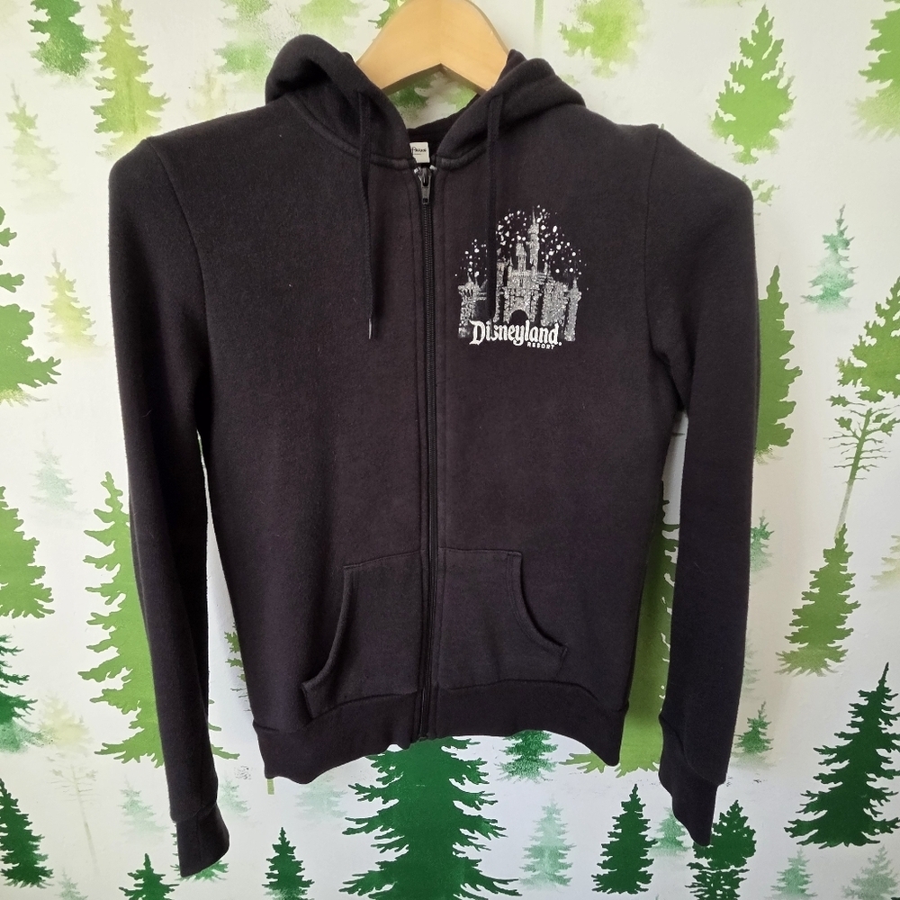 Disney Black Zip-Up with Silver Castle Design